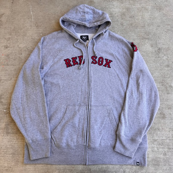 '47 Brand Other - Retro '47 Boston Red Sox Gray Full Zip Up Hoodie Sweatshirt MLB Baseball BoSox